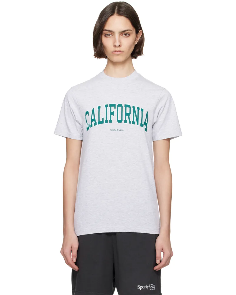 SPORTY & RICH Gray 'California' T-shirt 19