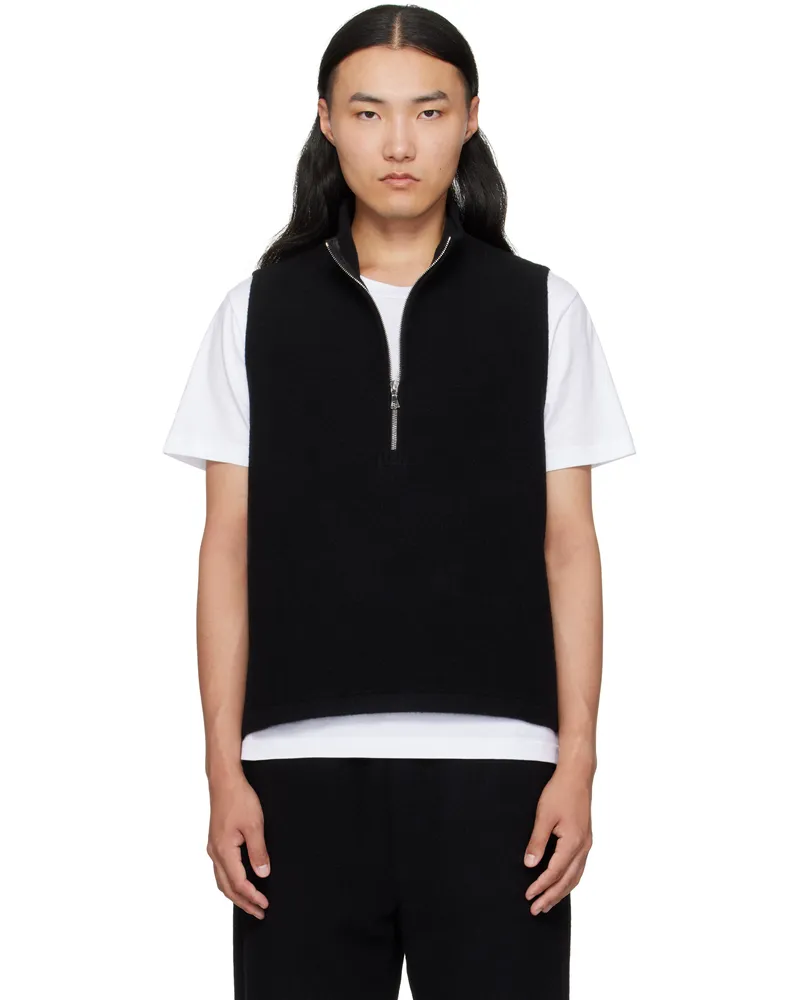 Rier Black Fleece City Sweater Vest Black