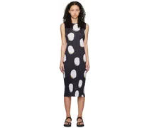 Navy & White Bean Dots Midi Dress