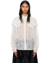 Simone Rocha Off-White Sheer Classic Fit Caps Shirt Ivory