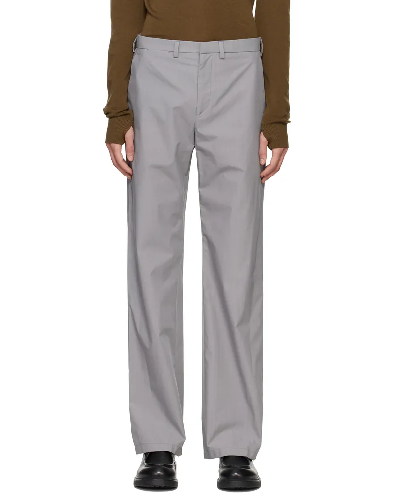 Rier Gray Popeline Waxed Trousers Inox