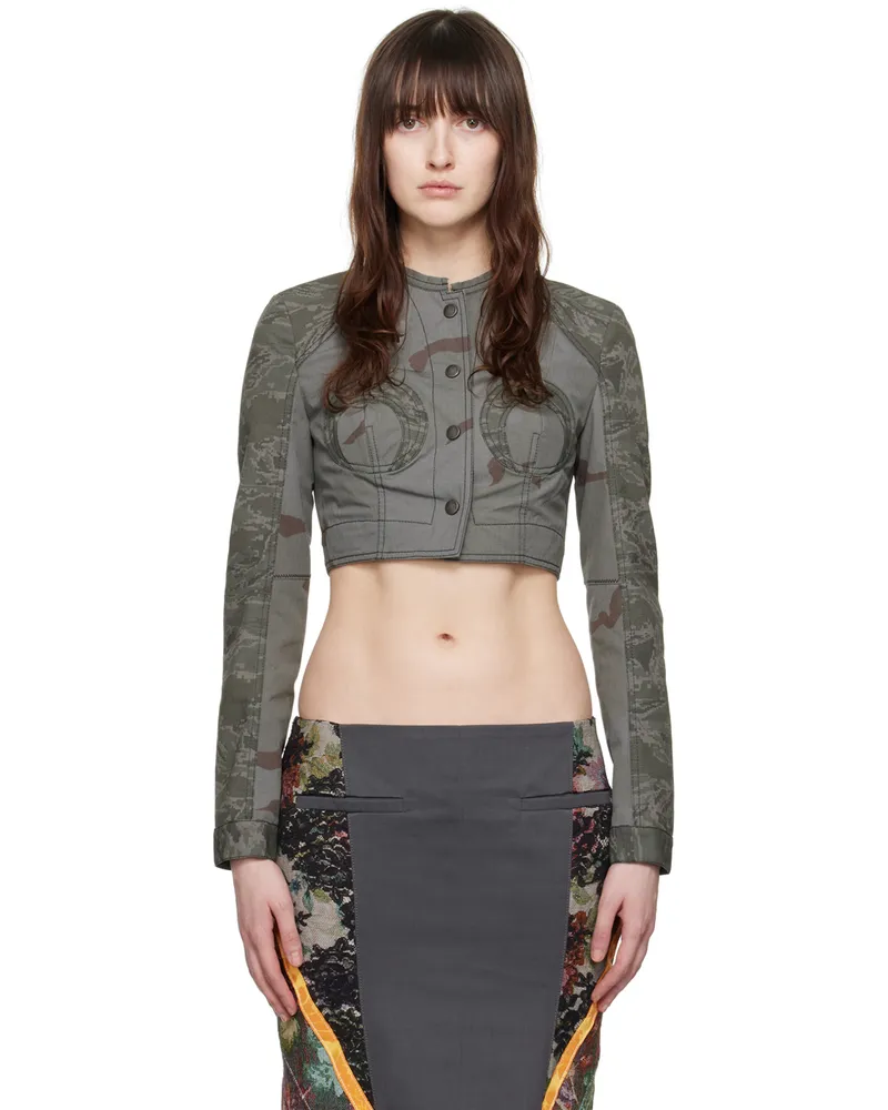 Marine Serre Khaki & Gray Camouflage Jacket Gr90