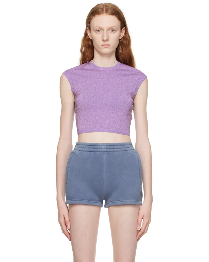 Alexander Wang Purple Cropped T-Shirt 544