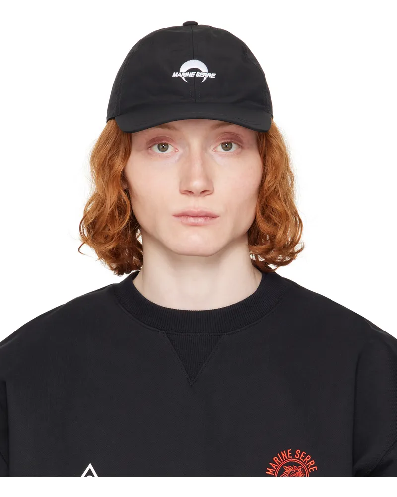 Marine Serre Black Recycled Nylon Baseball Cap Bk99