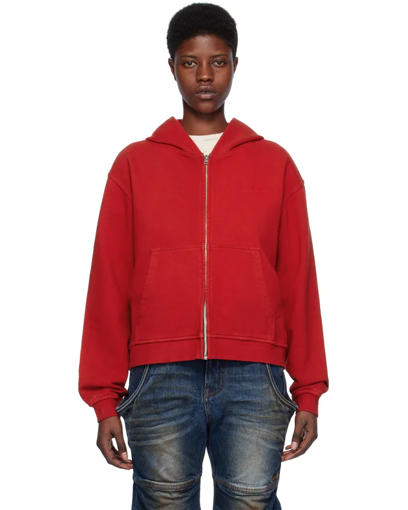 WE 11 DONE Red Zip Hoodie Red