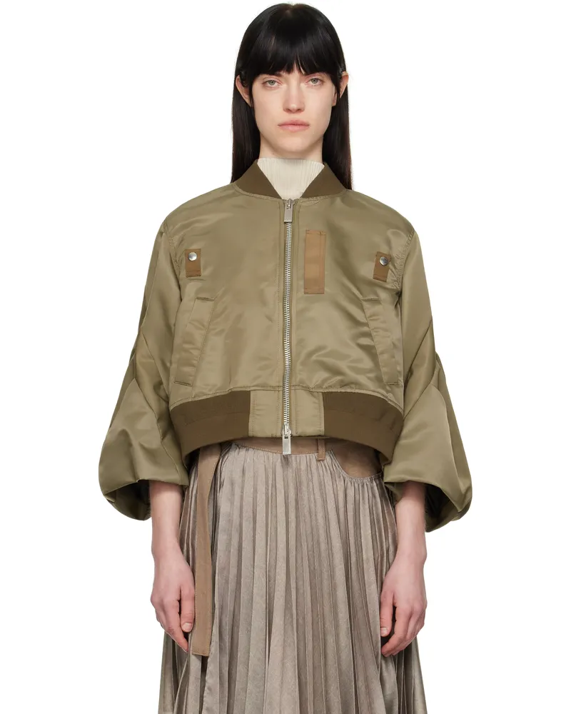 Sacai Khaki Nylon Twill Bomber Jacket 651