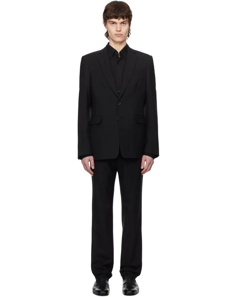 Dries van Noten Black Single-Breasted Suit 900