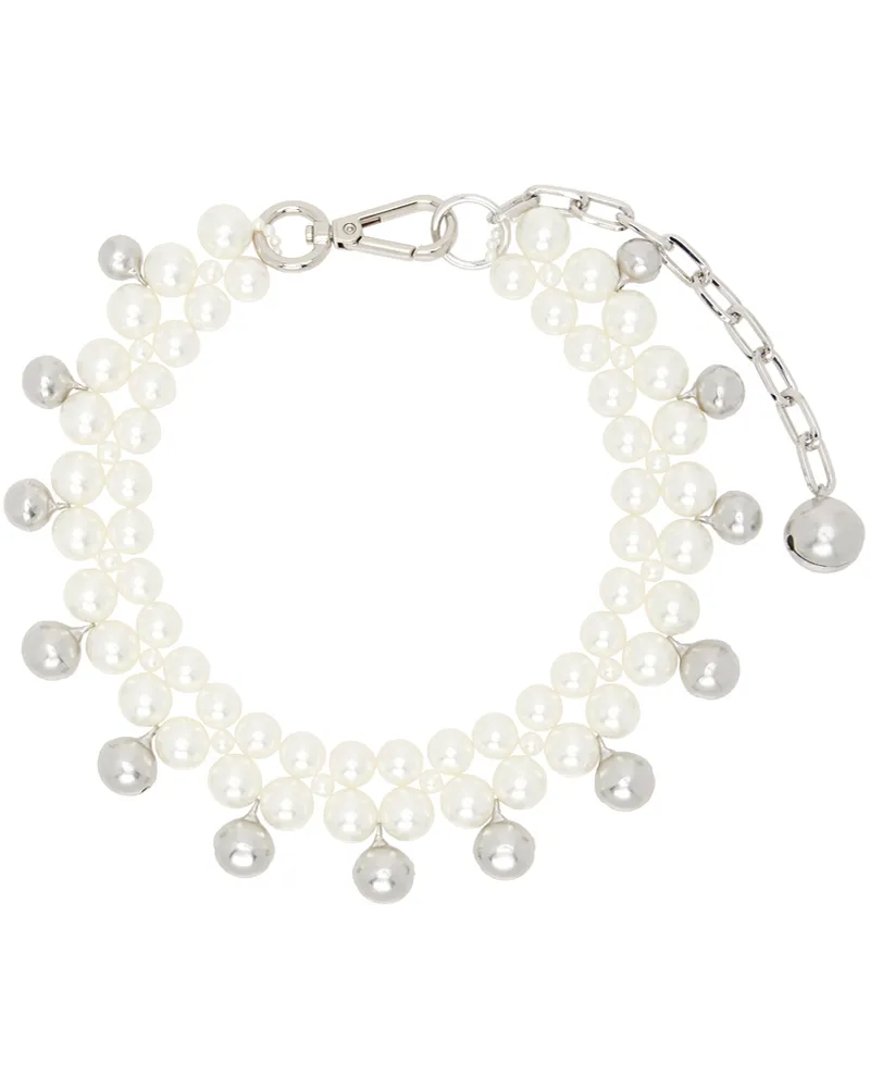 Simone Rocha White Bell Charm Necklace Pearl