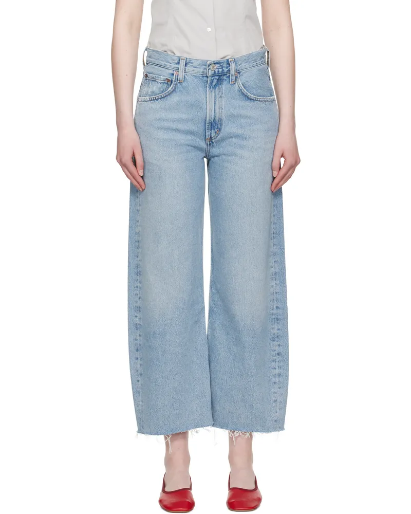 AGOLDE Blue Low Curve Fray Jeans Force
