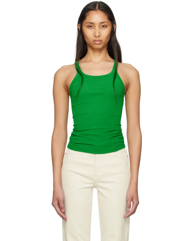 RE/DONE Green Hanes Edition Ribbed Tank Top Verde