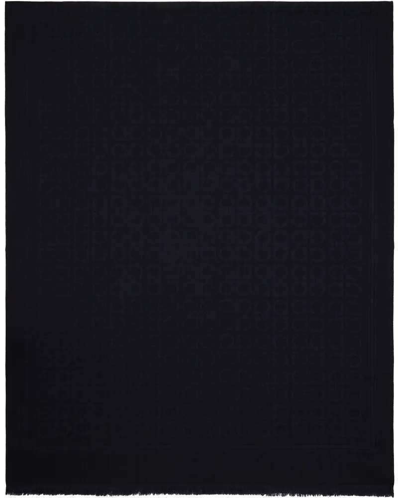 Ferragamo Black Gancini Stole Scarf Antracite