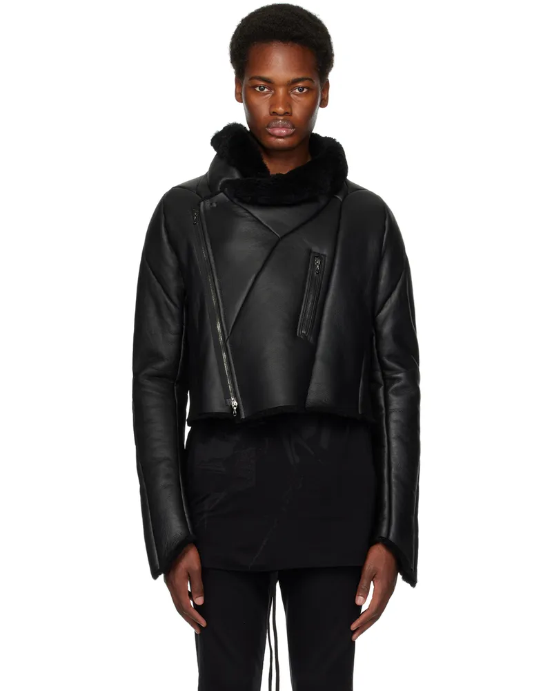 Julius Black Zipped Leather Jacket Black