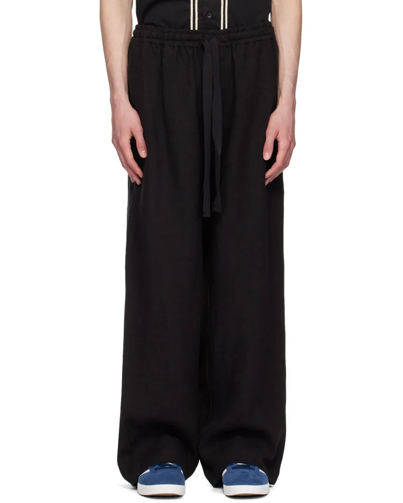COMMAS Black Wide-Leg Linen Trousers Black