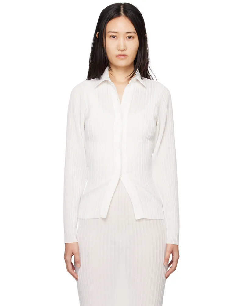 Subtle Le Nguyen White Plissé Tube Shirt White