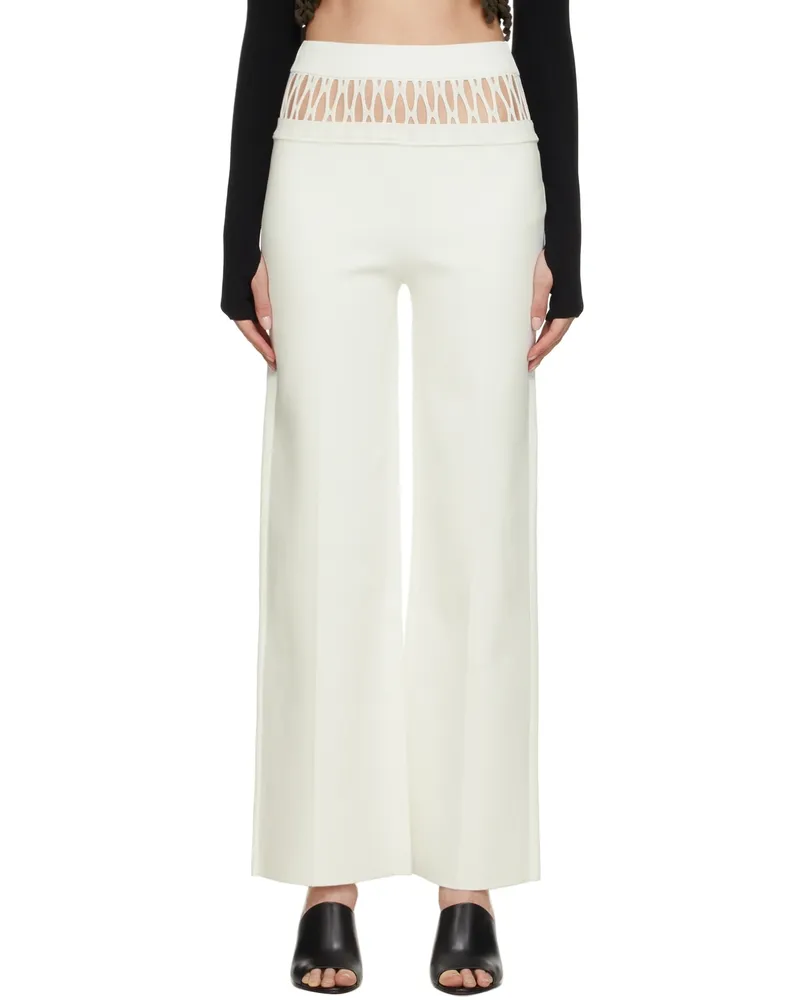 Dion Lee White Fishnet Tailored Trousers Ivory