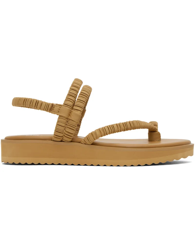 Issey Miyake Beige Pleats Strap Sandals 41