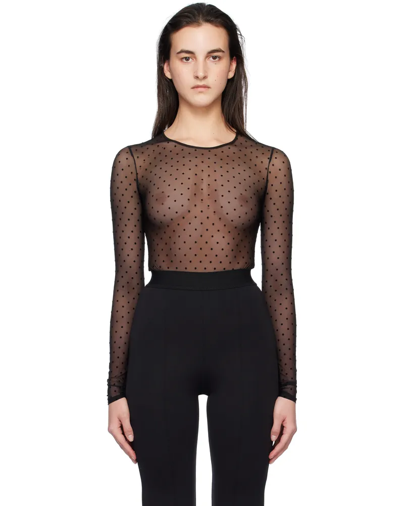 WARDROBE.NYC Black Polka Dot Bodysuit Black