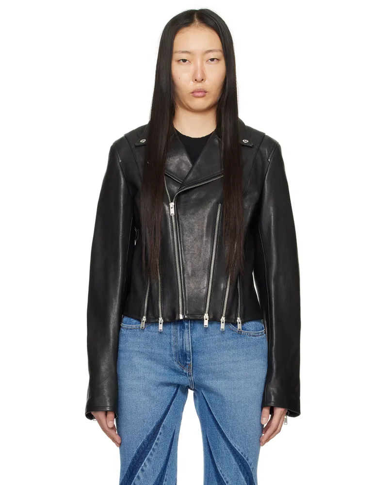 Dion Lee Black Biker Leather Jacket Black