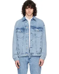 HUGO BOSS Blue Faded Denim Jacket 445-turquoise