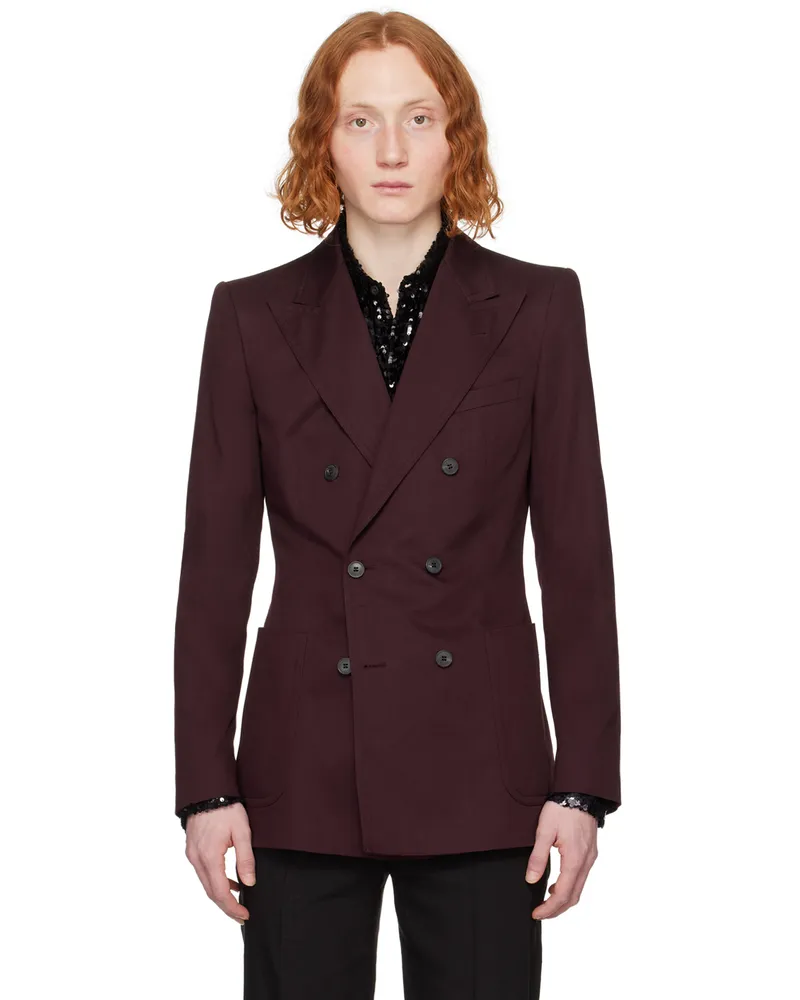 Dries van Noten Burgundy Peaked Blazer Wine