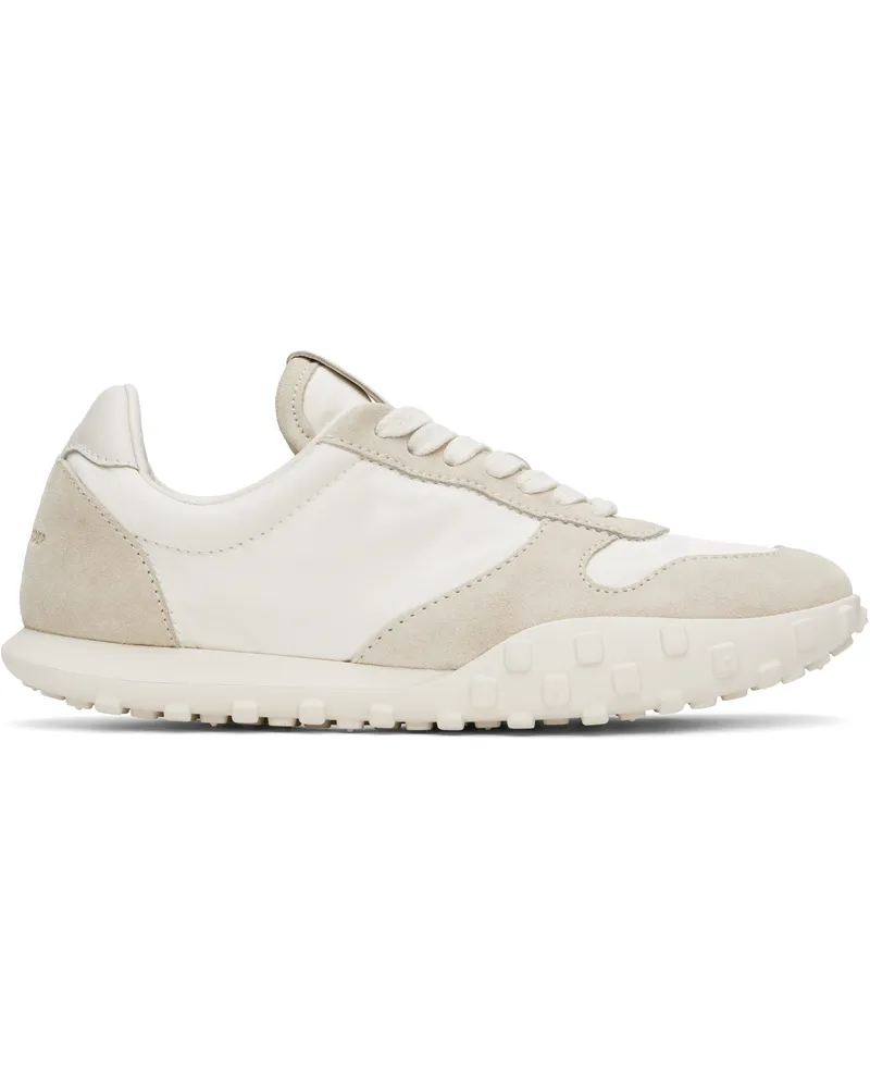 Jil Sander White & Beige Shiny Nylon & Suede Sneakers 122