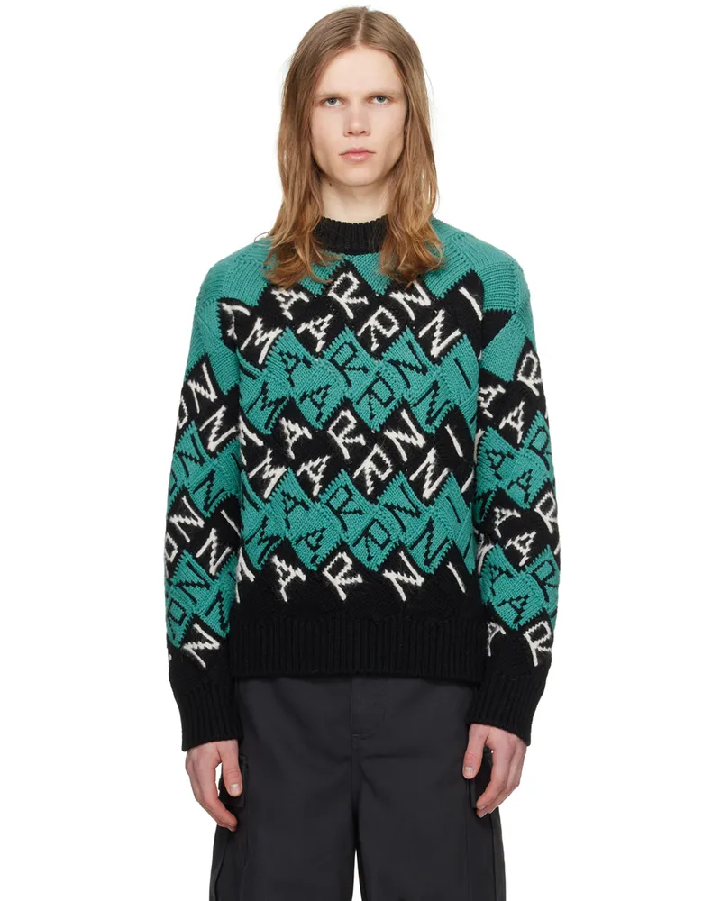 Marni Blue & Black Jacquard Sweater Bln99