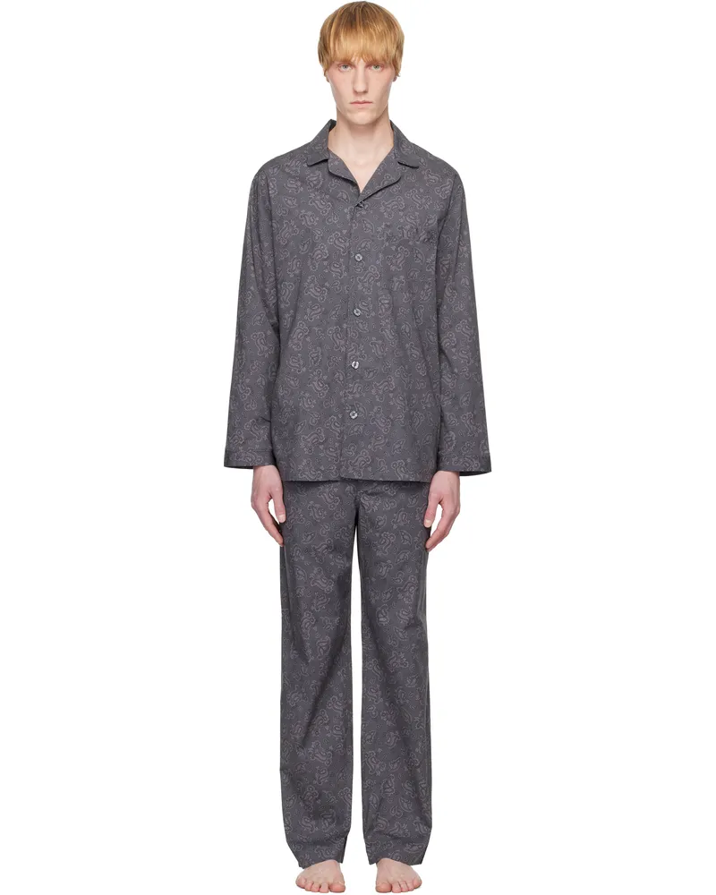 SKIMS SSENSE Exclusive Gray Cotton Poplin Sleep Pyjama Set Ash