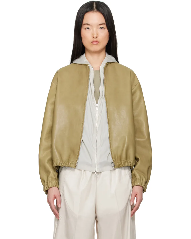 Gabriela Coll Garments Green No.306 Six Zipper Leather Jacket 48