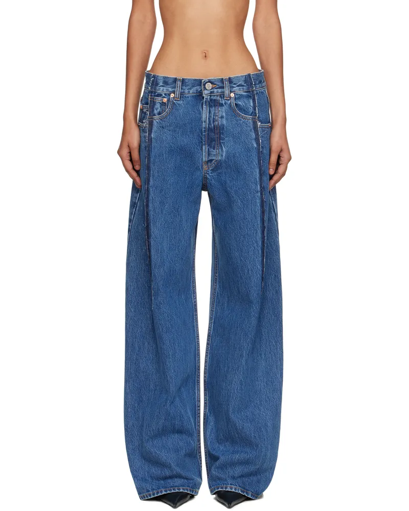 VETEMENTS Blue Cut Reconstructed Jeans Blue