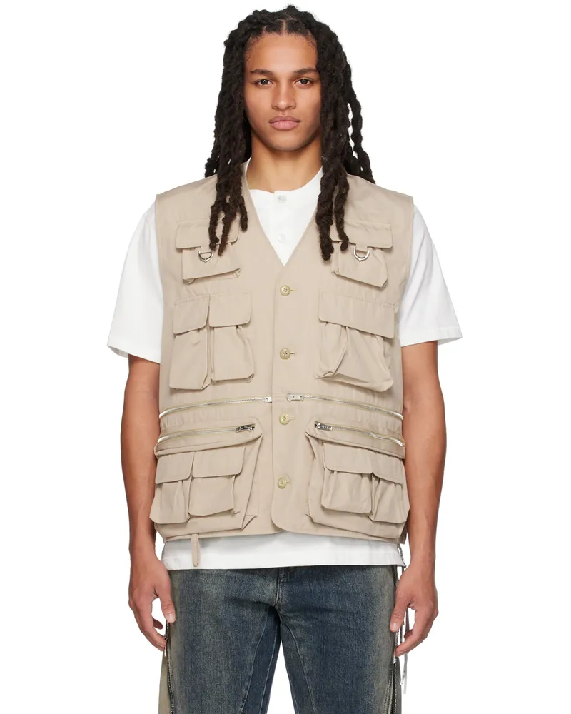 Mastermind World Beige Multi-Pocket Vest Sand