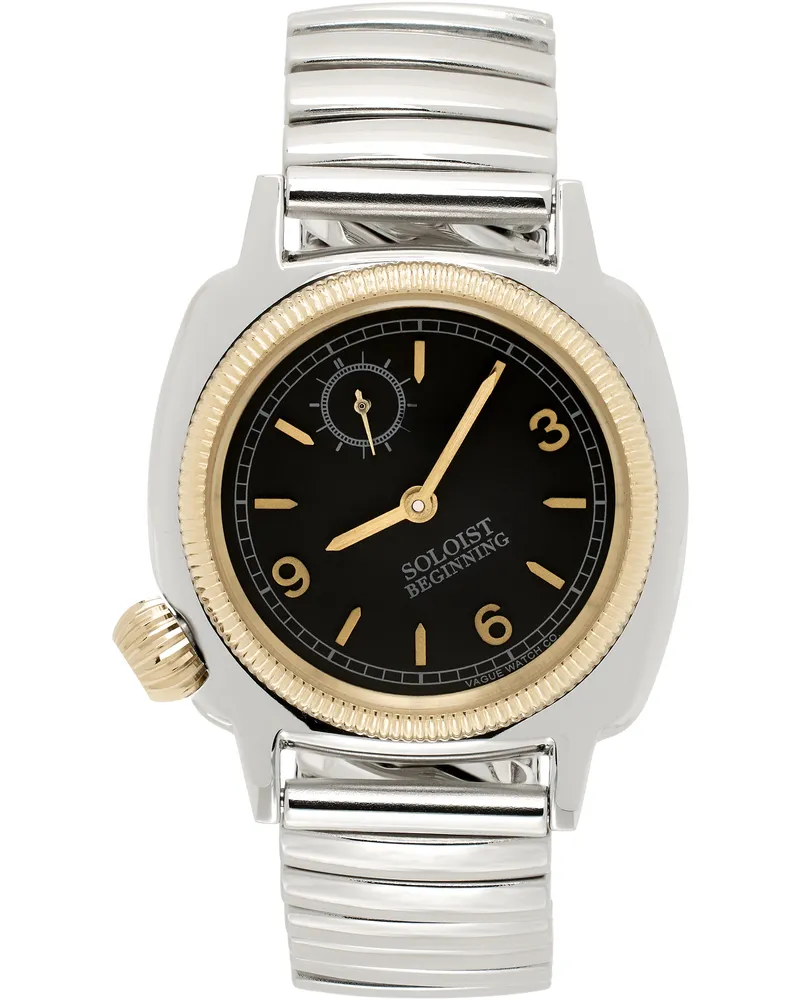 TheSoloIst Silver VAGUE WATCH Co. Edition Coussin Extension Belt Watch Black