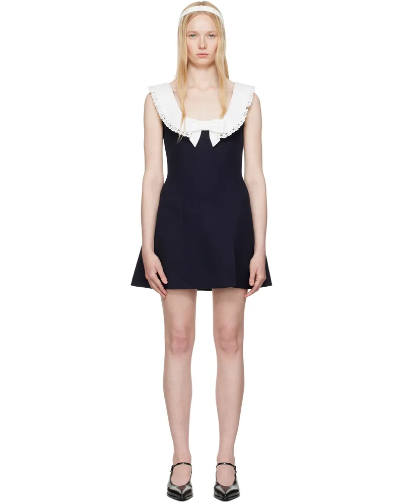 SHUSHU/TONG Navy Round Neck Sleeveless Minidress Na100