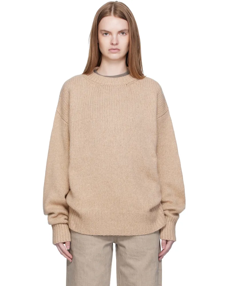 Arch The Beige Crew Neck Oversized Sweater Beige