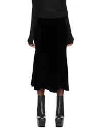 Rick Owens Black Divine Bias Midi Skirt Black