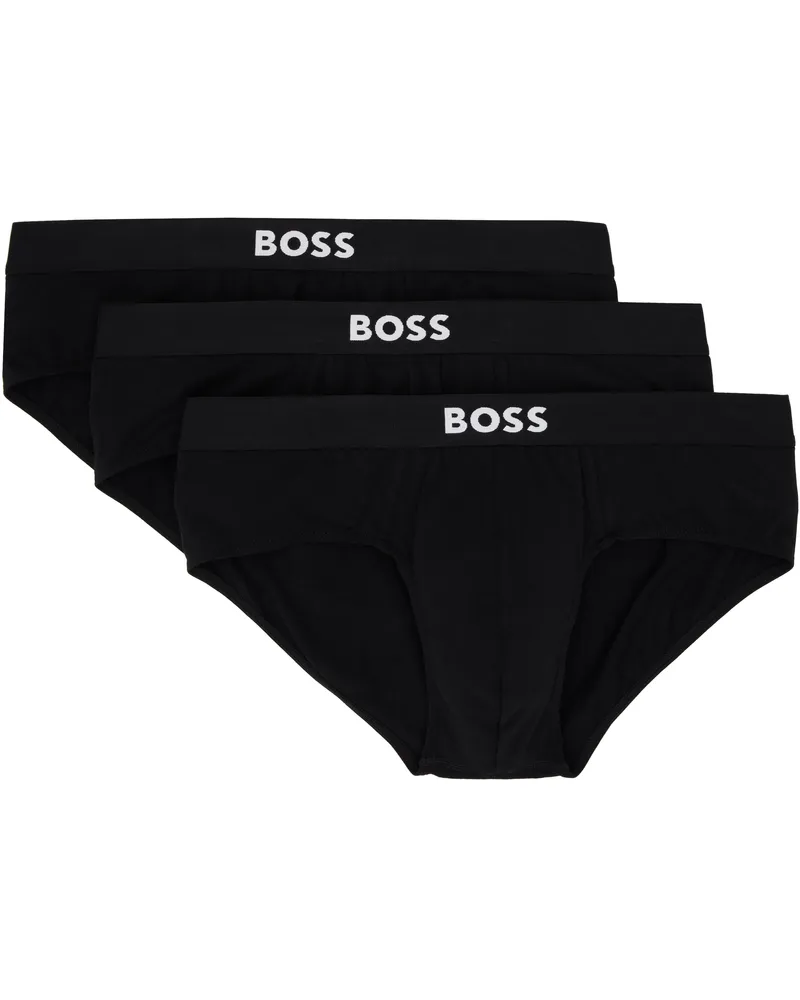 HUGO BOSS Three-Pack Black Logo Waistbands Boxers 001-black