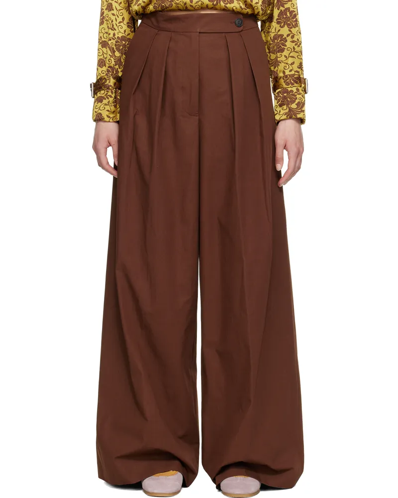 Dries van Noten Brown Pleated Trousers 704