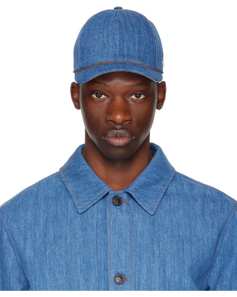 Ermenegildo Zegna Blue Denim Baseball Cap De1