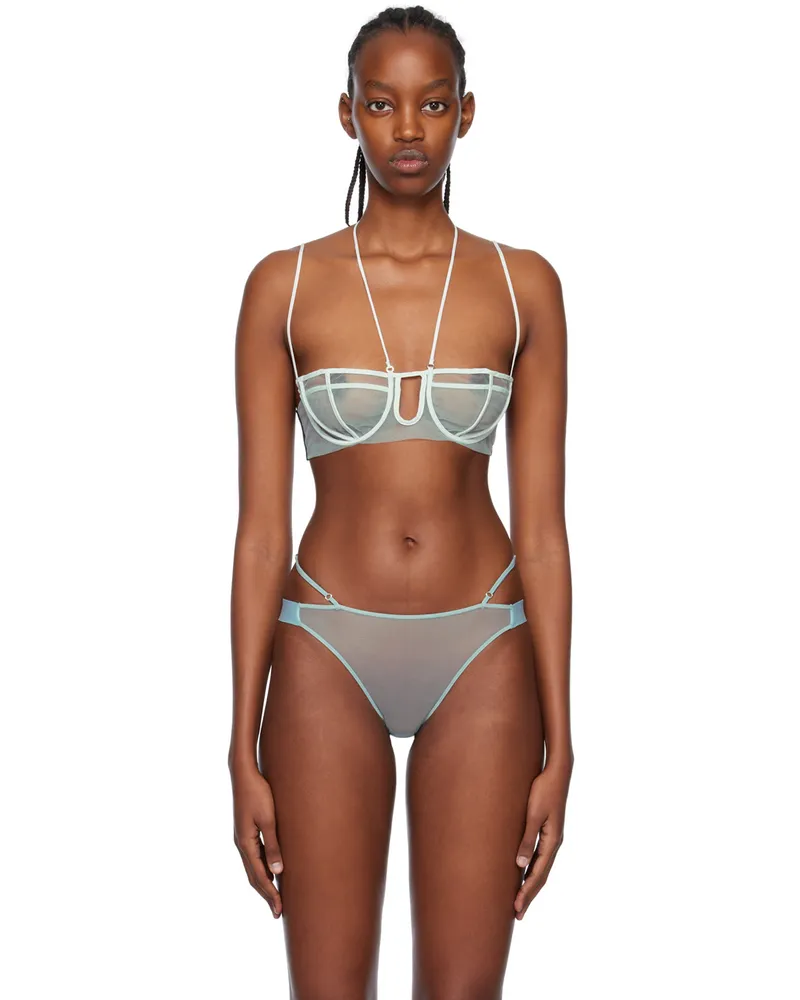 Nensi Dojaka SSENSE Exclusive Blue Triple Petal Bra 496