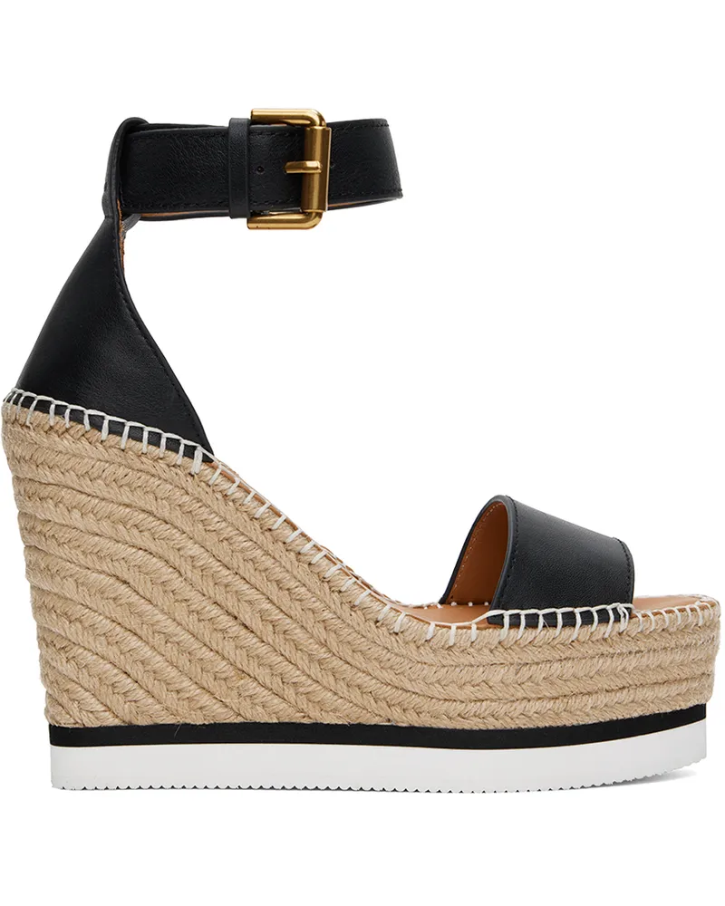 See by Chloé Black & Tan Glyn Espadrille Heeled Sandals 999