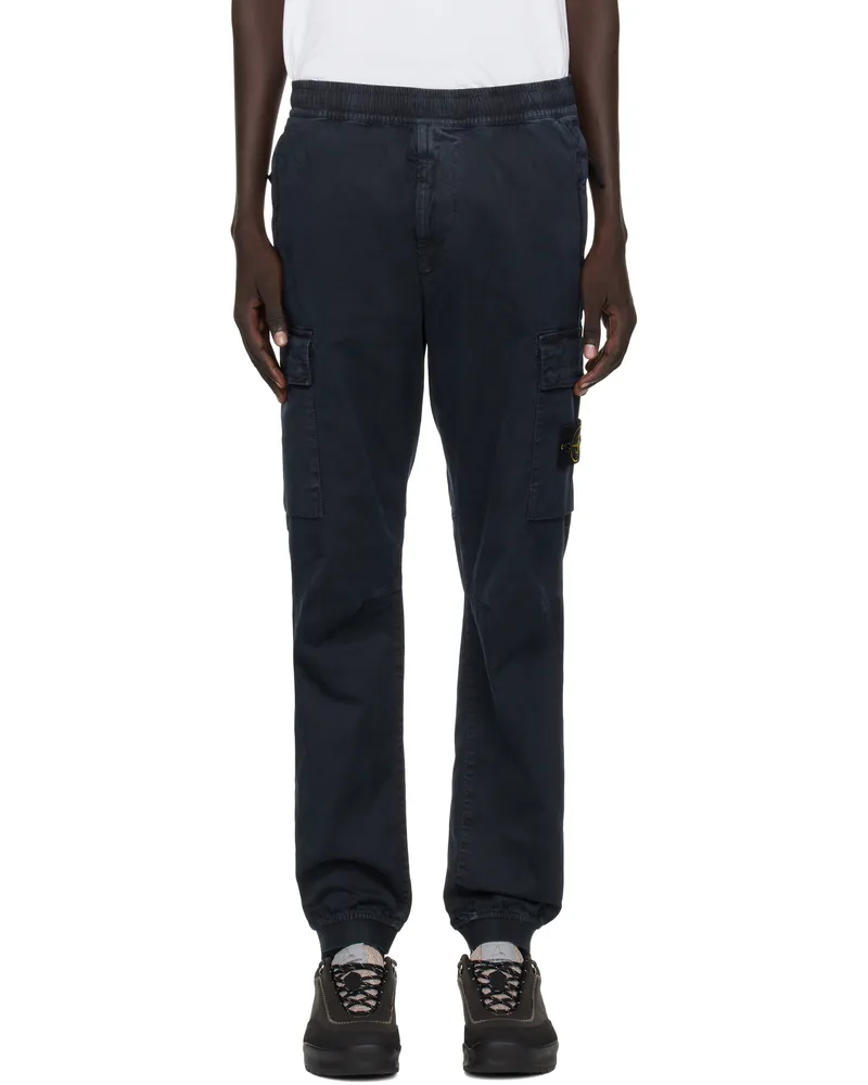 Stone Island Navy 3100033 Stretch Organic Broken Twill Cotton Cargo Pants V0120