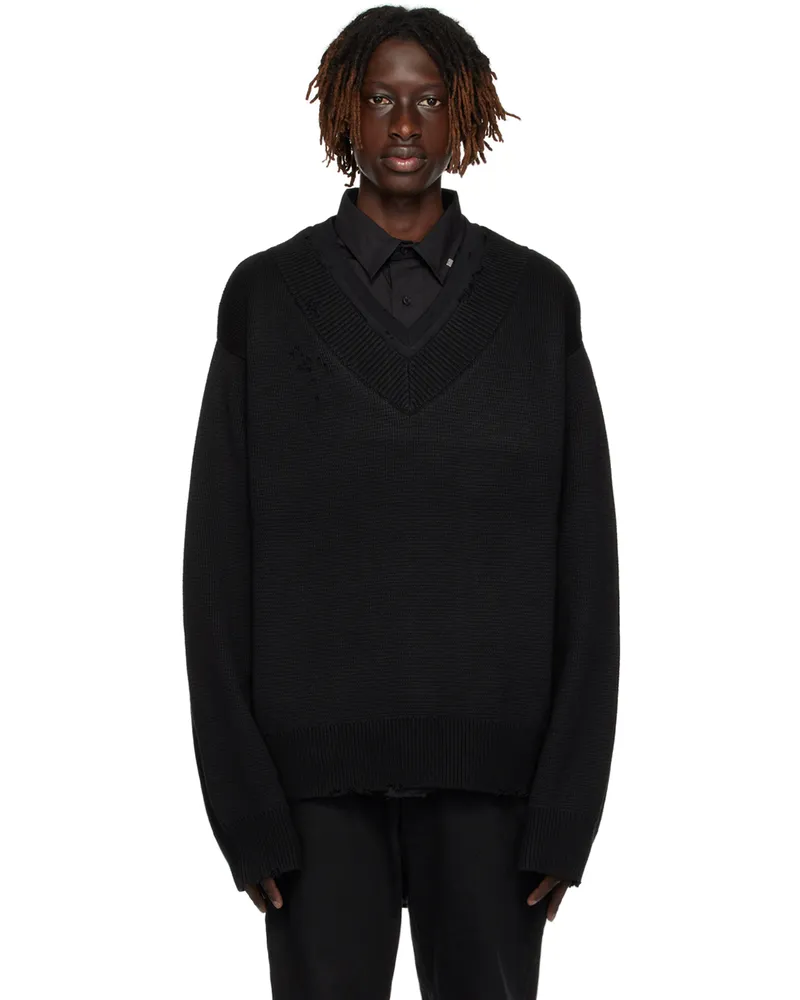 C2H4 Black Layered Sweater Black