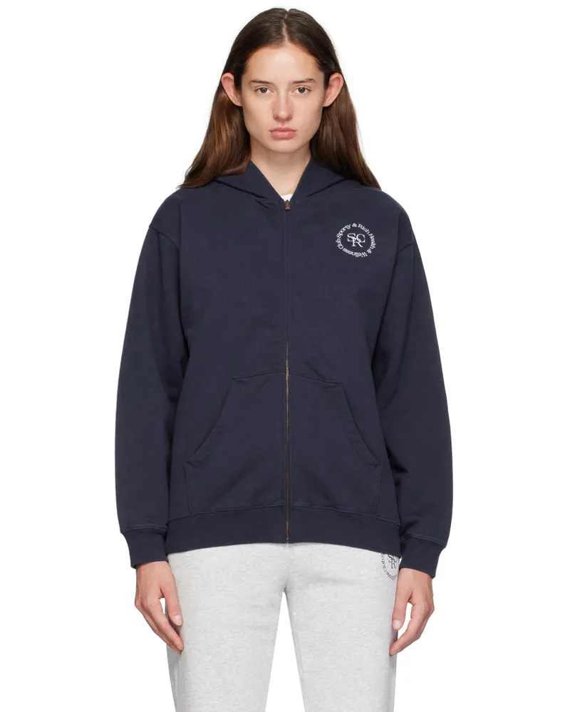 SPORTY & RICH Navy SRHWC Zip Hoodie Navy