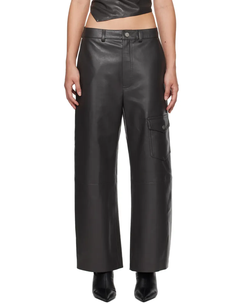 Nanushka Green Abrah Regenerated Leather Pants Midnight