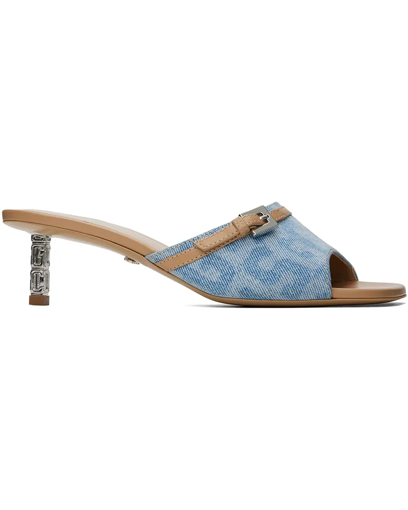 GCDS Blue & Beige Monogram Logo Chain Heeled Sandals 75