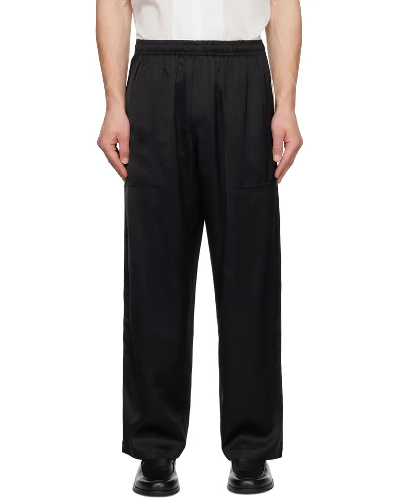 BODE Black Satin Track Pants Bkcrm