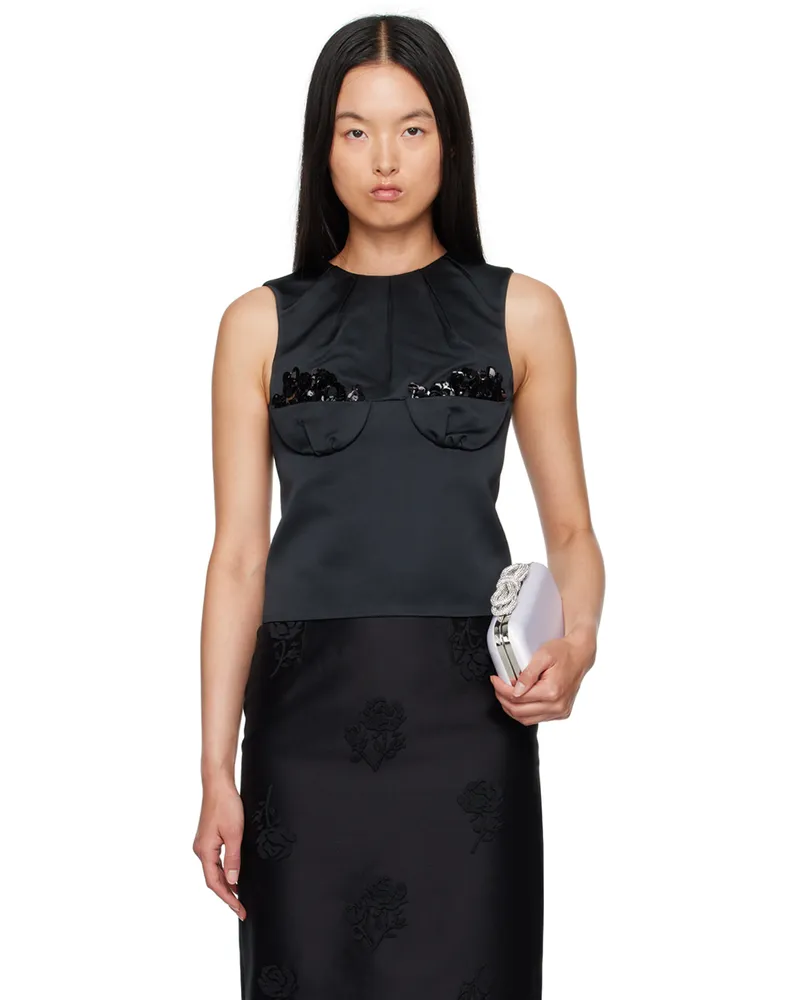 SHUSHU/TONG Black Sequin Top Ba100