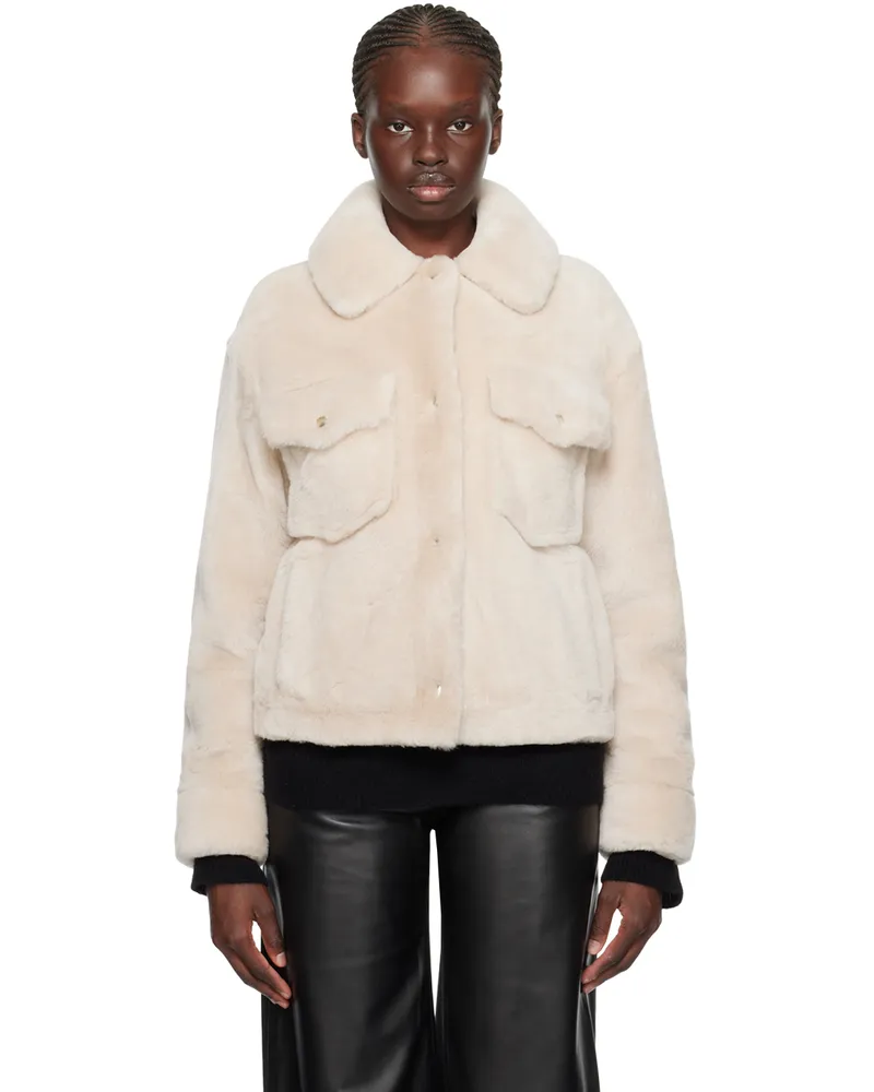Yves Salomon Pink Spread Collar Shearling Jacket A2123