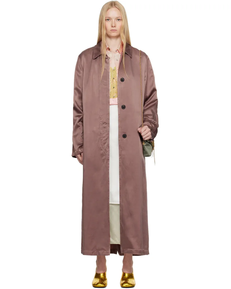 Dries van Noten Purple Cupro Twill Coat 811