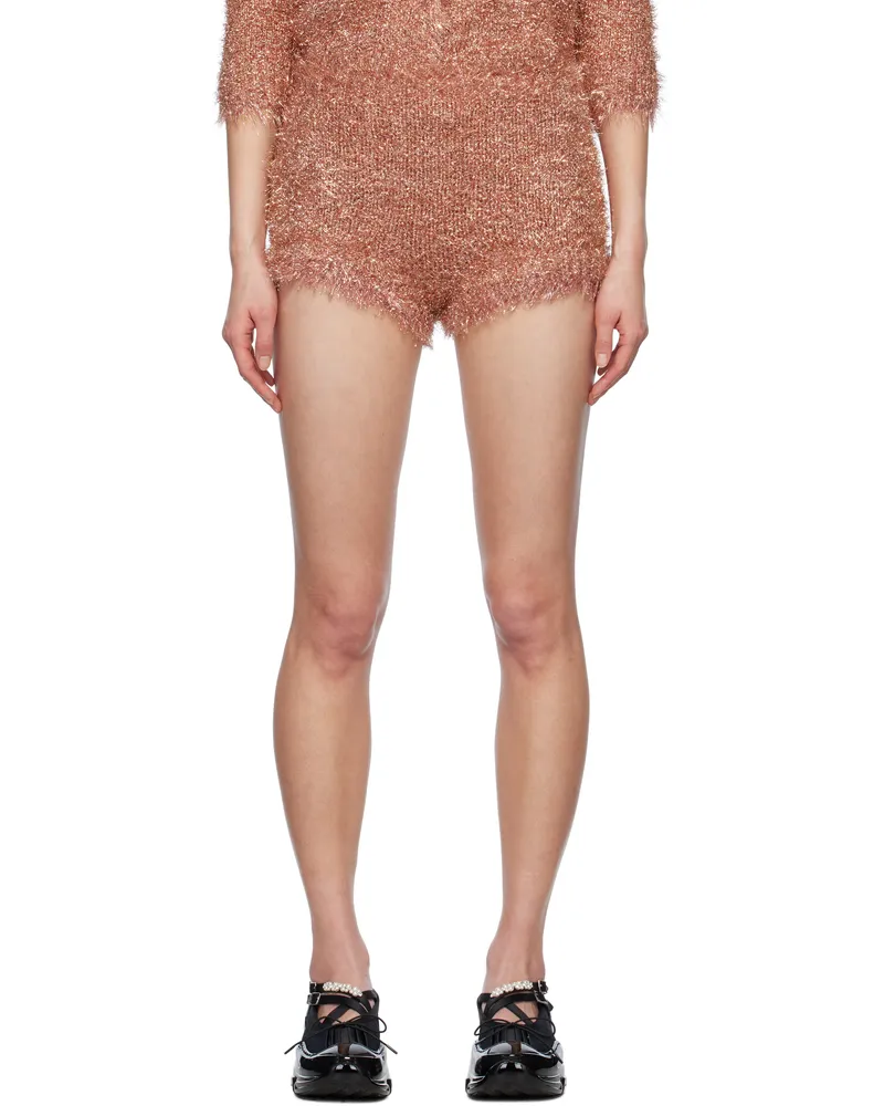 Simone Rocha Pink Tinsel Knit Shorts Pink