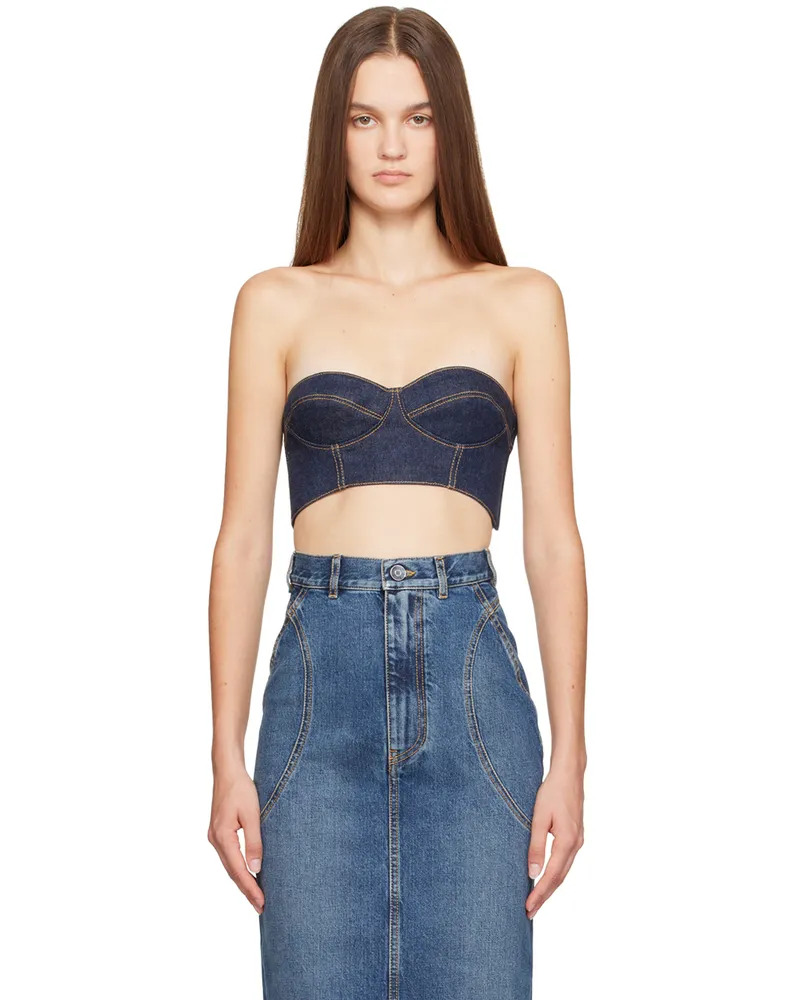 Alaïa Blue Bustier Denim Top 516